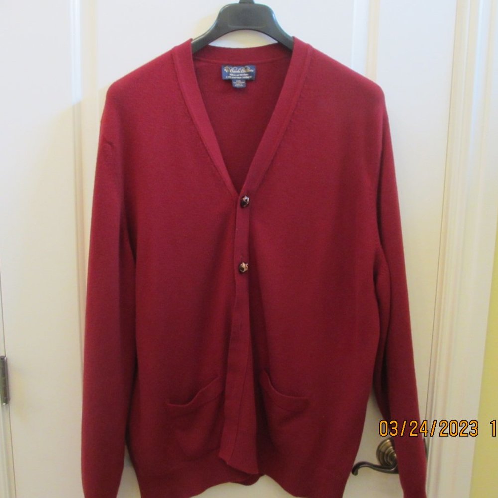 Brooks Brothers Burgundy 100% 3 ply Cashmere Cardigan - XXL - Excellent Cond.